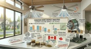 Comparison guide for long-term maintenance and component durability of DC vs AC motor ceiling fans in a Canadian climate.