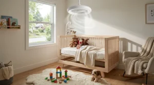 children's bedroom, eliminating the hazard of spinning blades for kids and pets.