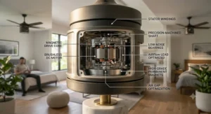 Alt text for image 5: Illustration demonstrating the summer and winter airflow modes of a wifi ceiling fan no hub required, optimized for energy savings in Canadian homes.