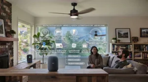Step-by-step technical illustration for wiring and connecting a Wi-Fi-enabled google home ceiling fan.