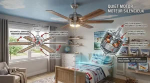 Smart home smartphone app interface used to control wind speed and lighting on a modern airplane ceiling fan.