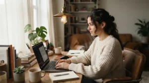 Using a home office ceiling fan in reverse mode to maintain comfortable temperatures all winter.